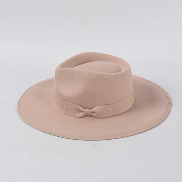 Light Taupe Wide Brim Grosgrain Band Panama Hat - Picture 7 of 10